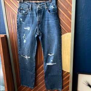 Levi's Blue Boyfriend Distressed Jeans